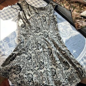 Maggy London Black and Cream Dress